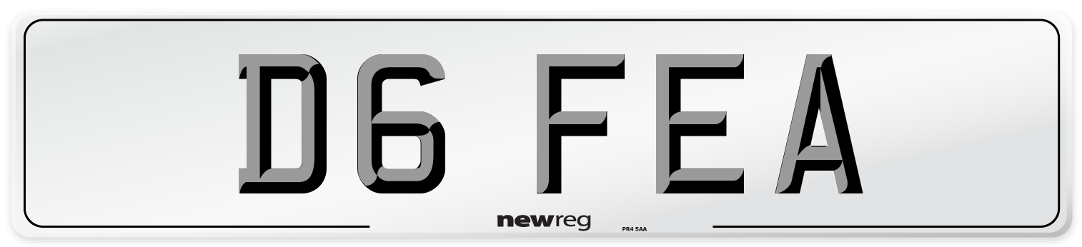 D6 FEA Number Plate from New Reg